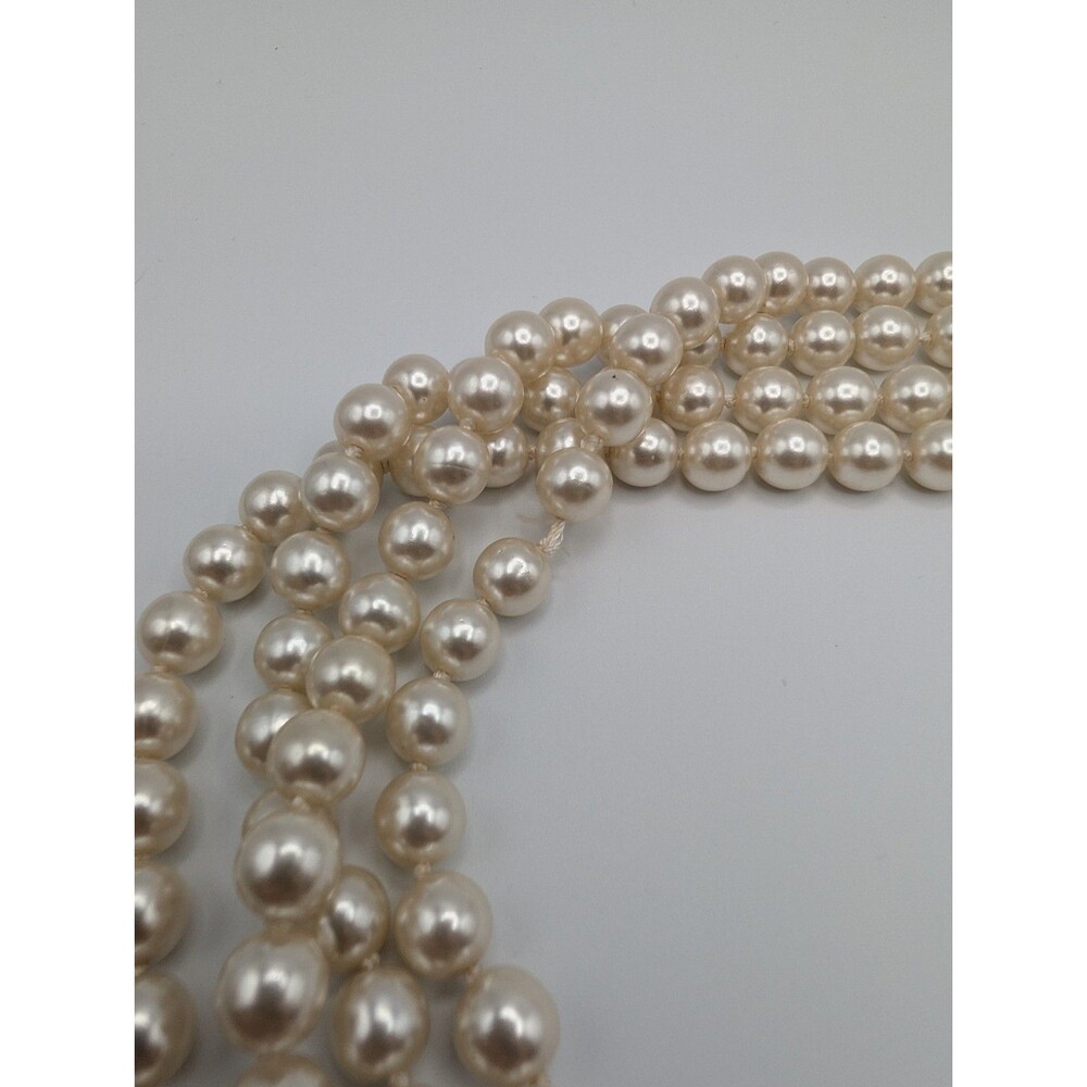 Vtg 1960s Opera Length 90" Japan Endless Glass Faux Pearls Hand Knotted Necklace - Picture 7 of 10
